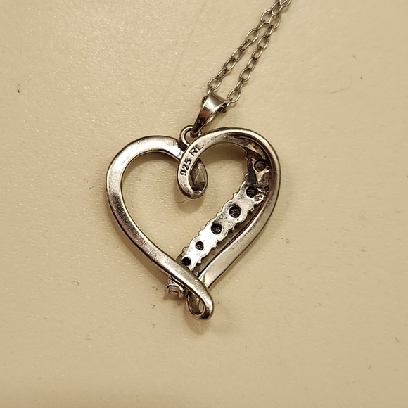 Ralph Lauren Silver & Diamond Open Heart Necklace - Picture 4 of 7